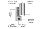 Motion Sensor Outdoor Wall Light – IP44 Rated – 35W – Porch Security Lighting